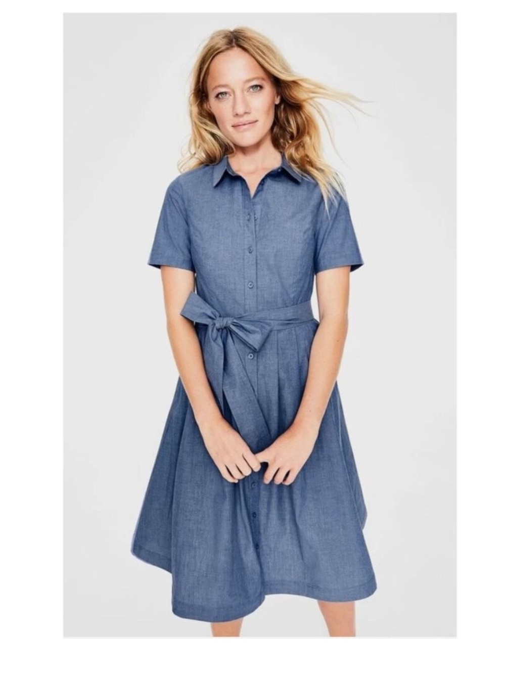 Boden Chambray Blue Shirt Midi Dress